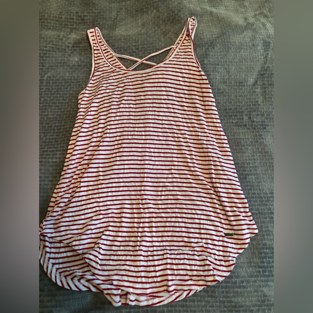 Hollister Red and White Striped Top